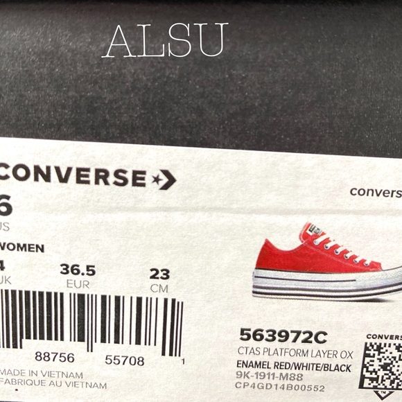 Converse Ctas Platform Layer Canvas Low Enamel Red - Picture 11 of 11